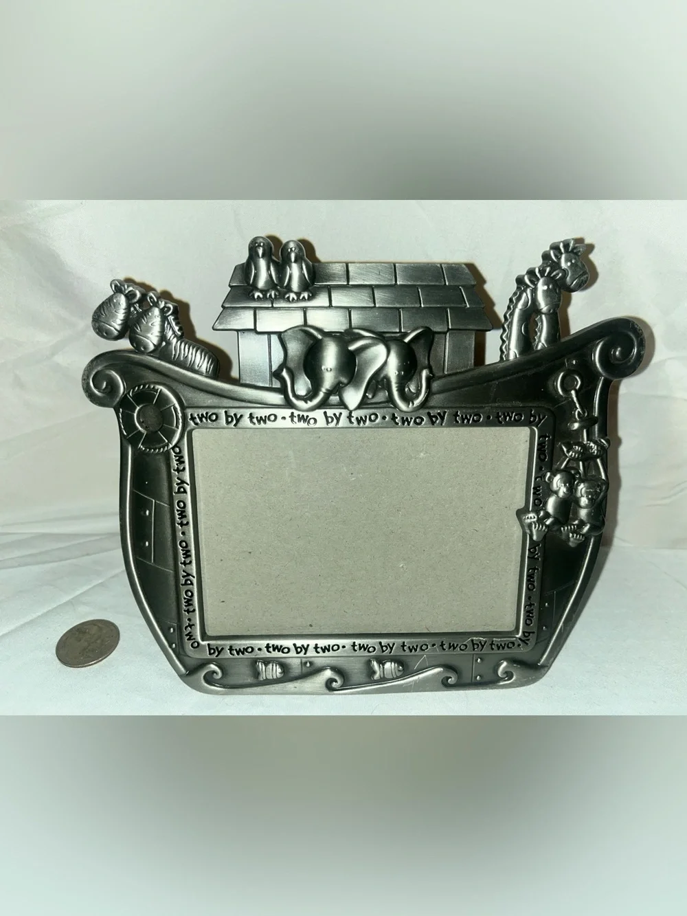 Noah's Ark Themed Wall Mirror Frame - Silver Finish